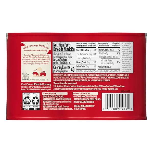 NESTLÉ CARNATION EVAPORATED MILK CANNED, VITAMIN D ADDED, 4PK 12 FL OZ
