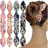 4 Pcs Deft Bun Maker French Twist Rabbit Ear Bun Twister Flower Flexible Quick Hair Styling Accessories for Women Girls