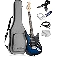 Ashthorpe 39-Inch Electric Guitar (Blue-Black), Full-Size Guitar Kit with Padded Gig Bag, Tremolo Bar, Strap, Strings, Cable, Cloth, Picks
