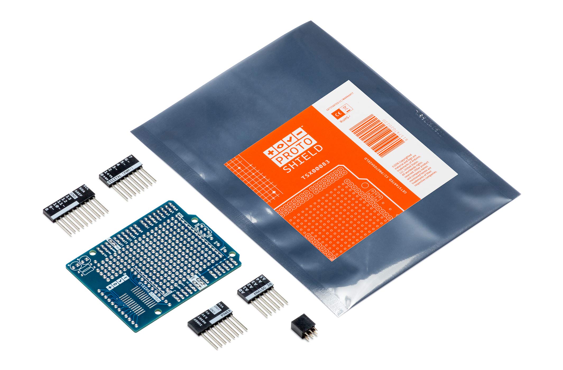 Arduino Proto Shield REV3 UNO Size [TSX00083] - Customizable Prototyping Shield for Arduino UNO, Easy Circuit Expansion and Integration