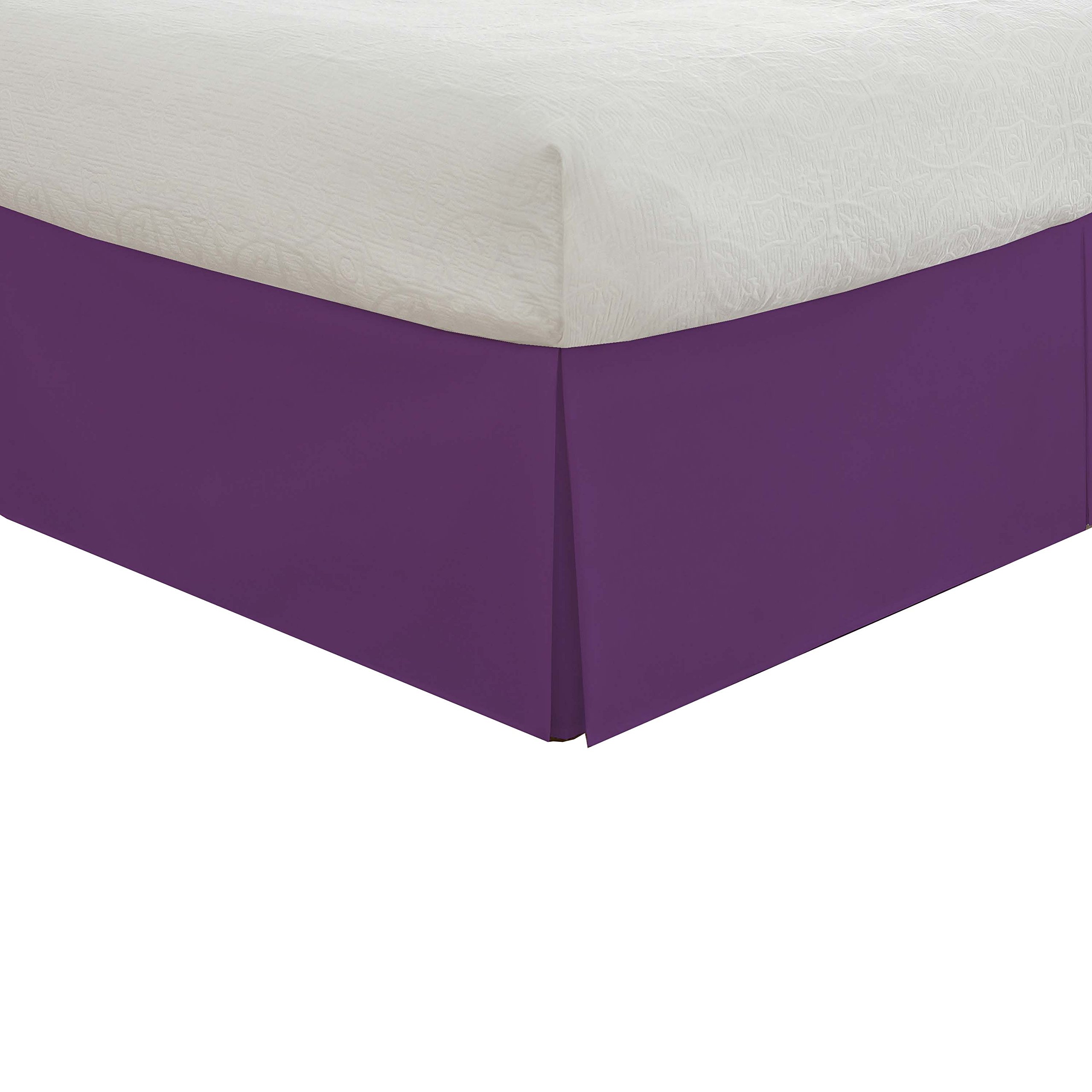 Lux Hotel Tailored Bed Skirt Classic 14" Drop Length Pleated Styling, Twin XL, Purple