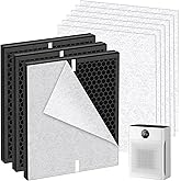 Pulluty 3 Pack PR1 Replacement Filter for Mooka Air Purifier for Home Large Room up to 2200 sq. ft., 3-in-1 H13 True HEPA Activated Carbon, with 6 Pcs Washable Filter for Pets.
