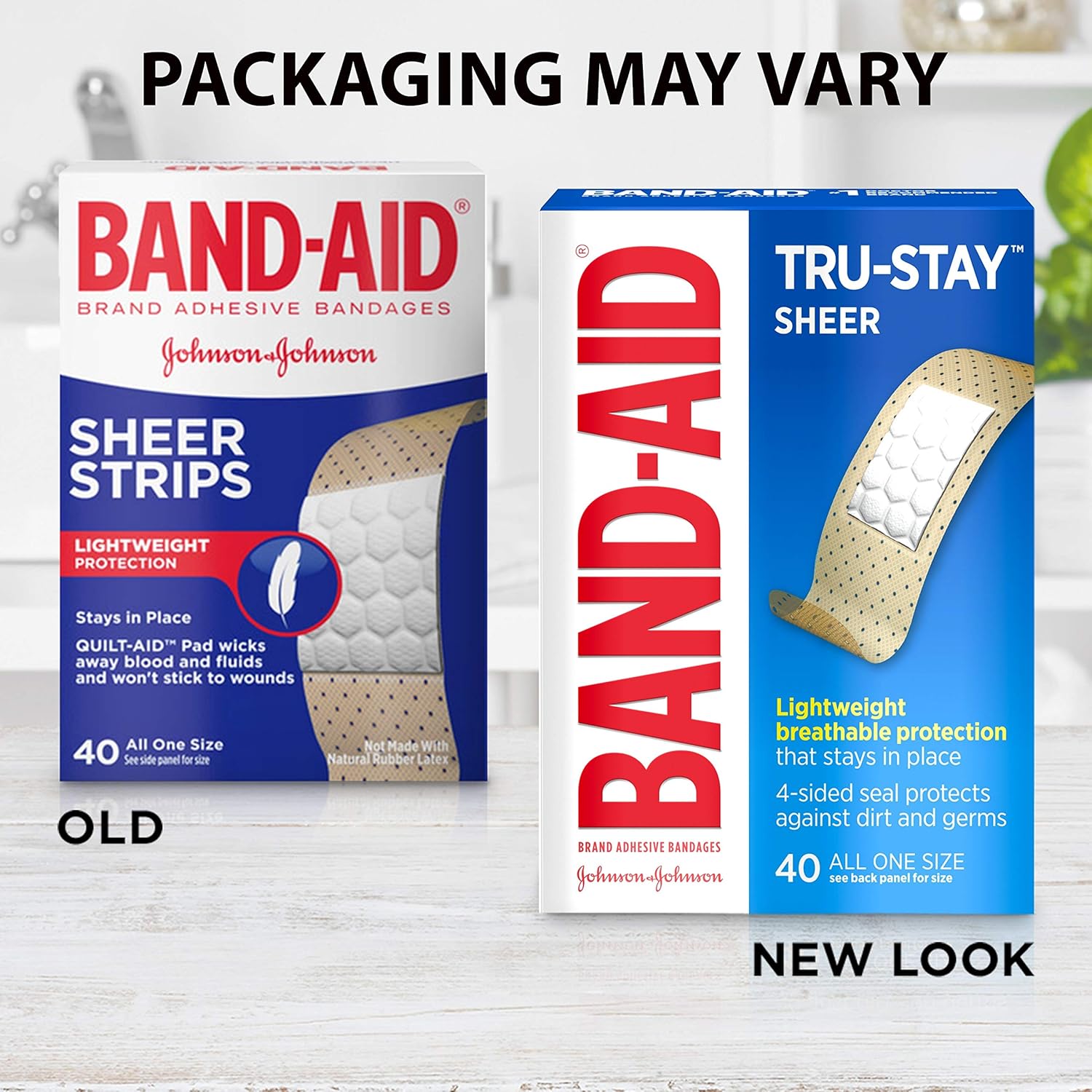 Band-Aid Brand Tru-Stay Sheer Strips Adhesive Bandages for First Aid and Wound Care, All One Size, 40 ct: Health & Personal Care