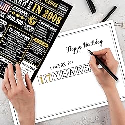 MOROLURU Jumbo 17th Birthday Card, Happy 17th