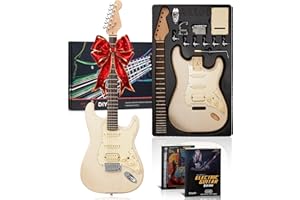 AKLOT DIY Electric Guitar Kit: Flame Maple Top, Roasted Maple Neck, HSS Pickups, Coil-Split, Glow-in-the-Dark Markers, All Components Included, Build Your Own Full-Size Guitar with Premium Accessories