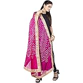 Chandrakala Bandhani Dupatta for Women, Shawl Scarf Wrap Chunni,Magenta (D195MAG)