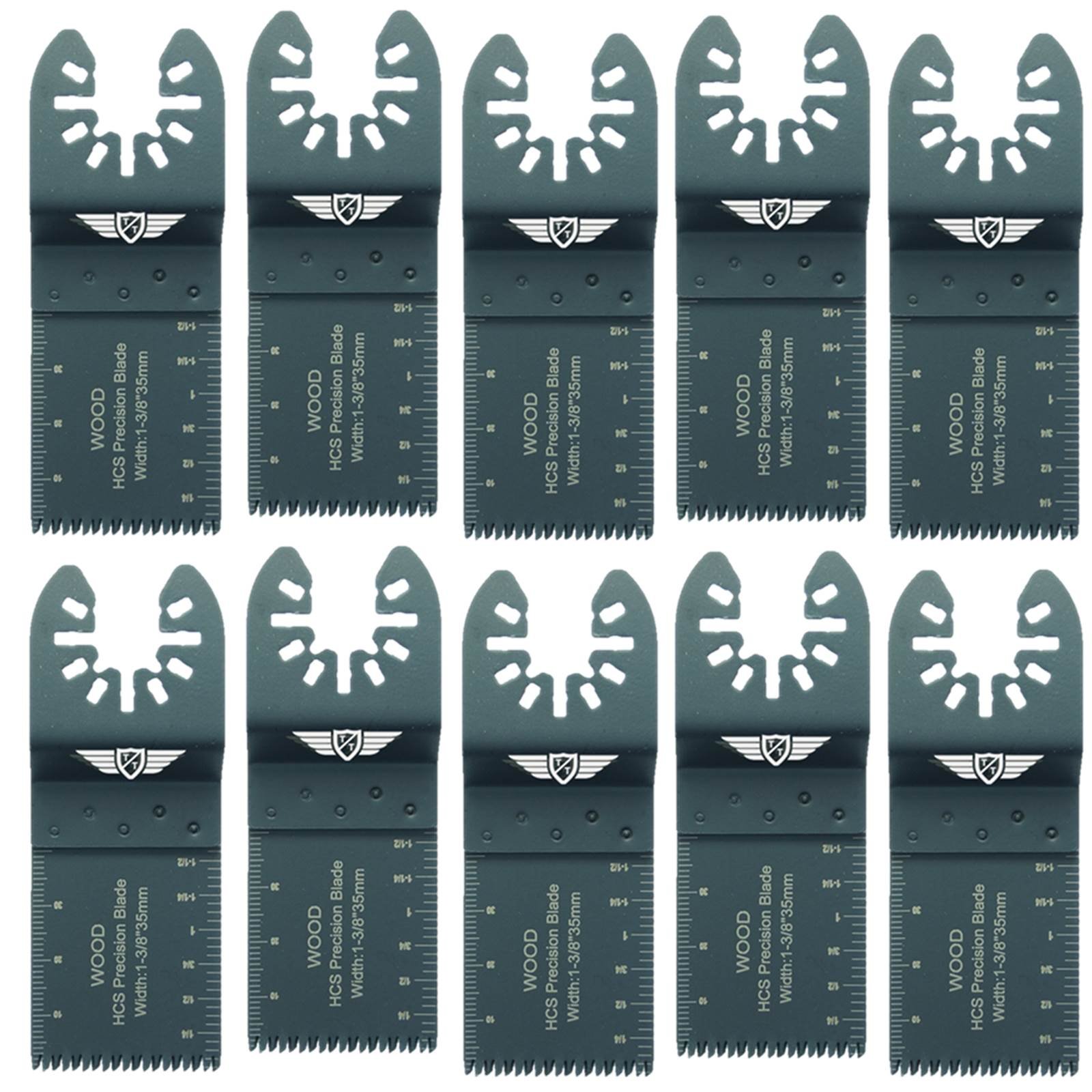 10 x 35mm TopsTools FA35J_10 Fast Fit Coarse Wood Cutting Blades Compatible with Dewalt Stanley Black and Decker Bosch Fein (Non-StarLock) Makita Milwaukee Parkside Ryobi Worx Workzone Multitool