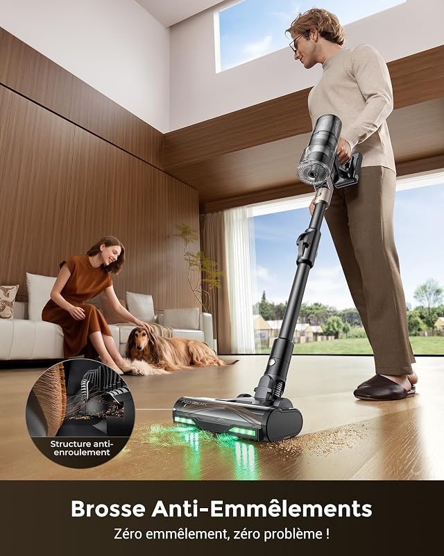 P20 Aspirateur Balai sans Fil,70Kpa/680W/70Min Aspirateur Laveur avec Nettoyage de Sol,Aspirateur Pliable sans Fil Puissant,Autoportante,Brosse Anti-Enmêlement pour Tapis,Poils Animaux,Voit