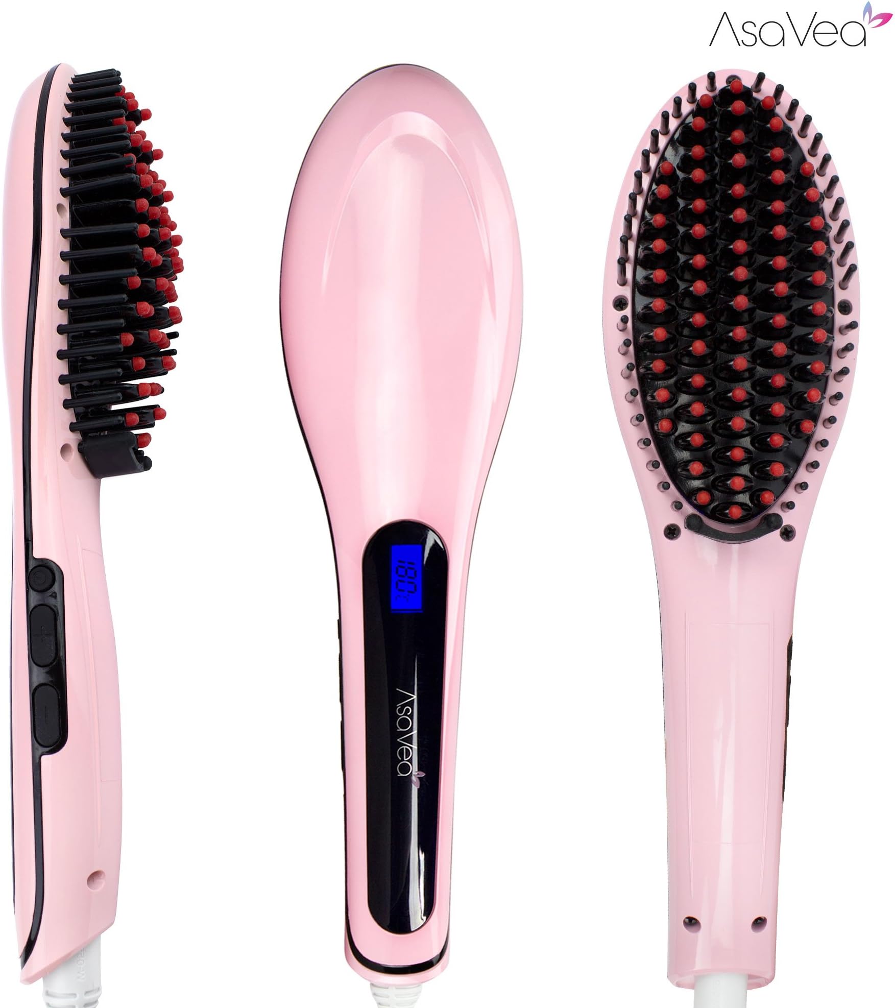 Hair Straightener Straightening Brush from AsaVea new generation Faster Heating Professional Anti-Static Ceramic Heating Plates with Travel Bag,Carry Hairstyling Done Anywhere!