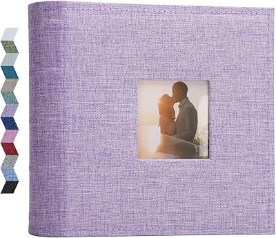 Vienrose Photo Album 200 Pockets Linen Cover 6x4 15x10 cm Purple