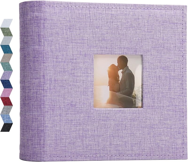 Vienrose Photo Album 200 Pockets Linen Cover 6x4 15x10 cm Purple