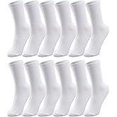Duufin 12 Pairs Women's Crew Socks Mid Calf Lightweight Casual Gym Workout Plain Socks for Women