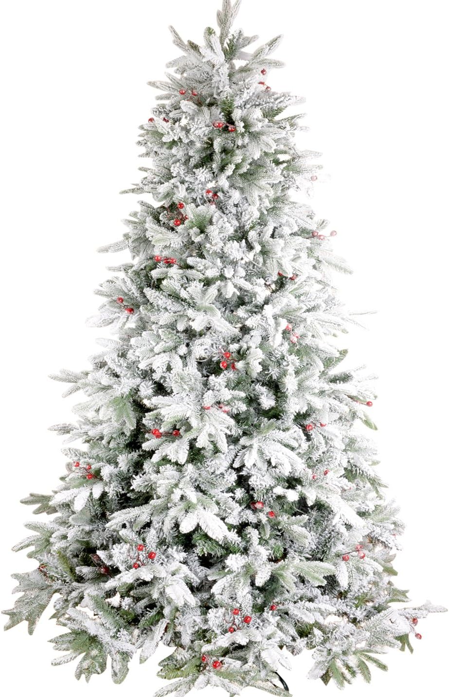 GuShuStore Flocked Christmas Tree Full Prelit Artificial Hinged Pine 7.5 Feet
