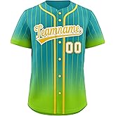KXK Custom Fashion Gradient Baseball Jersey Button Down Shirt Personalized Team Name Number for Men Women Youth