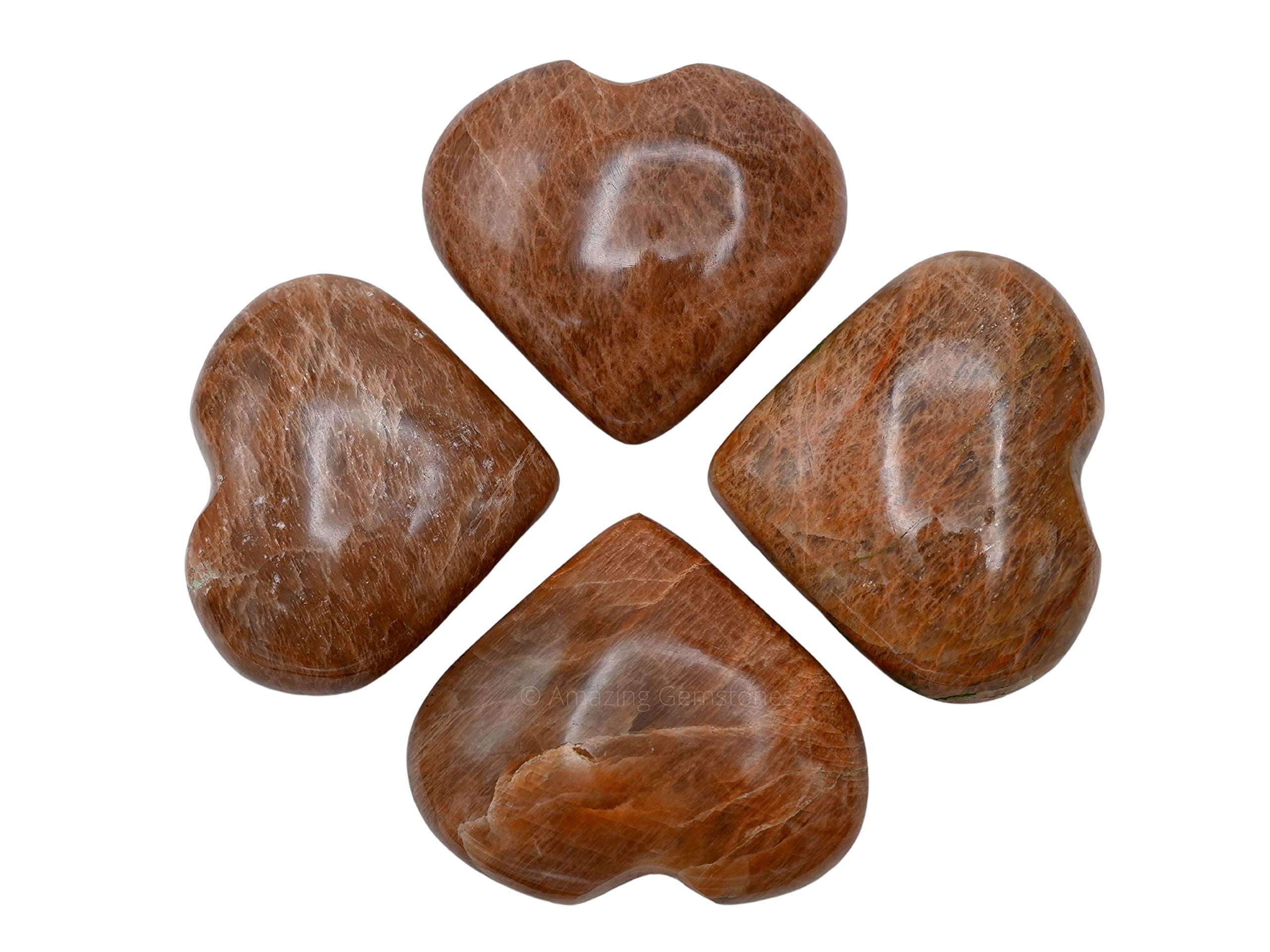 Peach Moonstone Crystal Heart Palm Stone - Pocket Massage Worry Stone for Natural Body Chakra Balancing, Reiki Healing and Crystal Grid — image 1