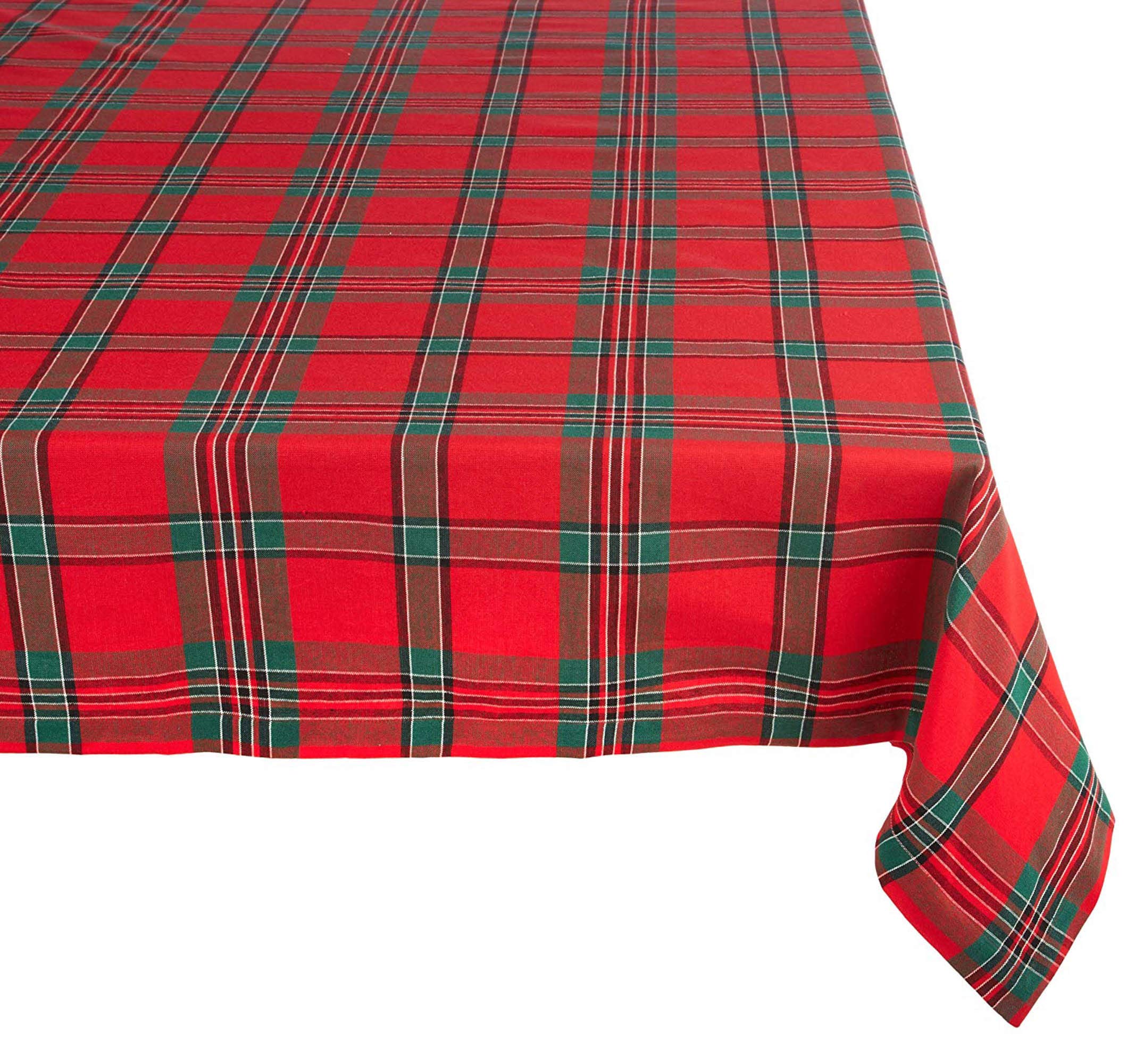 DII Holiday Plaid Square Tablecloth, 100 Cotton with 1/2" Hem for