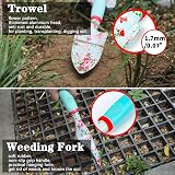 MQFORU Garden Tools Set 16 Pcs with Tote Green Flowers Ergonomic Handles view 3
