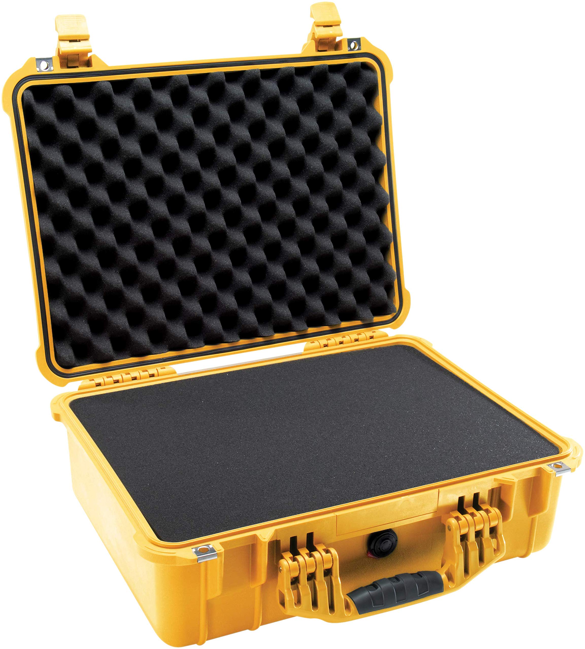 PELI 1520 Professional Shockproof Transport Box, IP67 Watertight and Dustproof, 49L Capacity, Made in Germany, With Customisable Foam Insert, Yellow