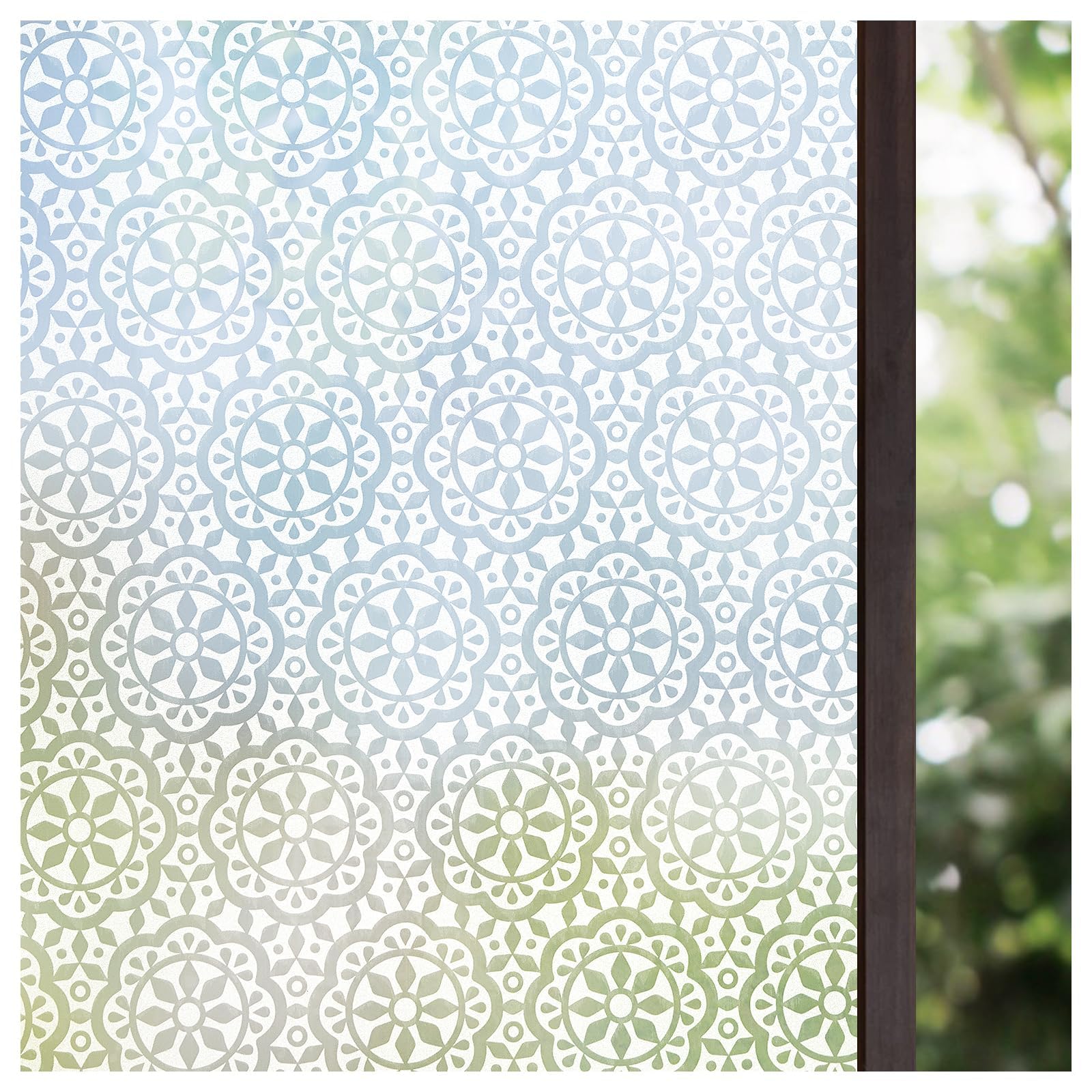 Lifetree Frosted Window Film Privacy Film for Glass Windows 90x200cm, Static Cling Decorative Snowflake Pattern, Blocks UV Removable Frosting Opaque Glass Film for Home Bathroom