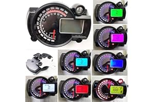 BLUERICE All in One Universal Digital Speedometer 14000RPM 299 Kmh Mph ATV Quad Frenzy Motorcycle Speedometer Odometer with Bracket for Carburetor Motorcycle