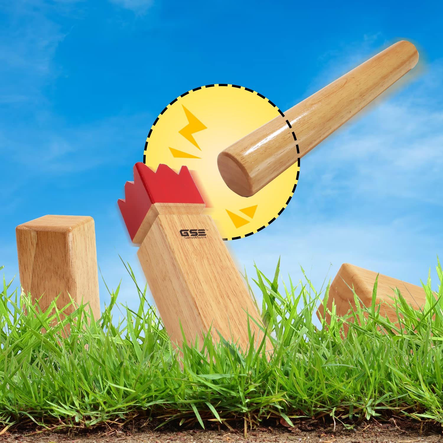 GSE Games & Sports Expert Wooden Throwing Game, 12 Numbered Block Toss Yard Game/Kubb Yard Game Set with Carrying Bag for Outdoor Backyard Lawn, Park with Family and Friends