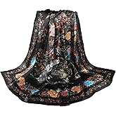 100% Pure Mulberry Silk Scarf 43”*43” Large Square Lightweight Headscarf Women’s Hair Wraps Shawls with Gift Packed