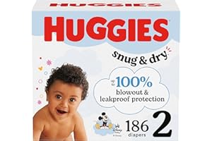 Huggies Size 2 Diapers, Snug & Dry Baby Diapers, Size 2 (12-18 lbs), 186 Count, Packaging May Vary