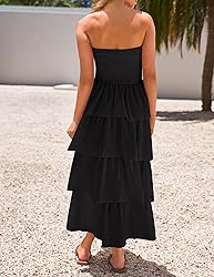 ZESICA Women‘s Summer Boho Strapless Maxi Dress