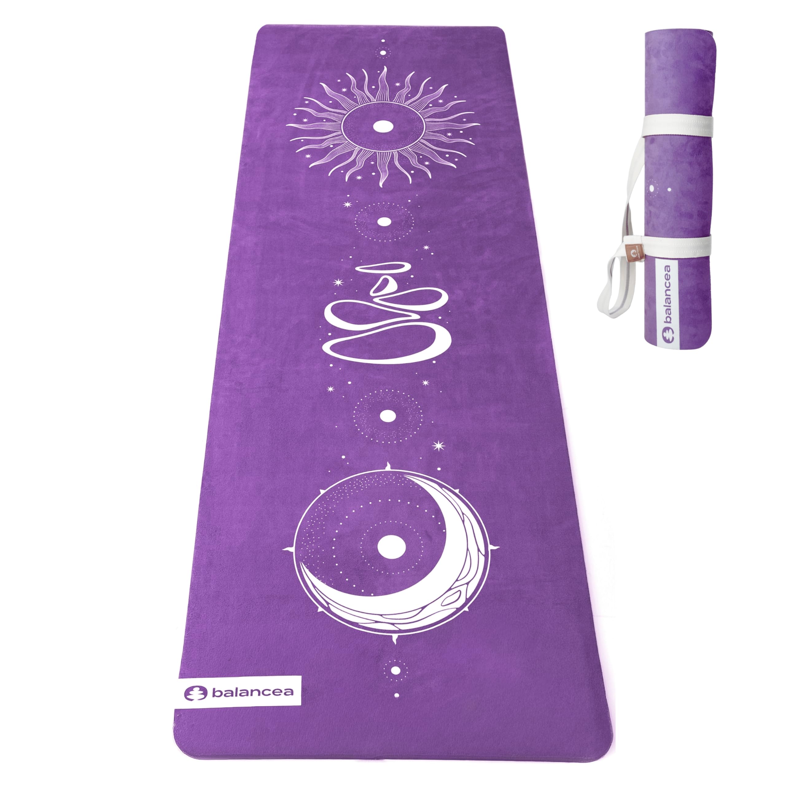 Yoga Mat 5mm Non Slip Suede & TPE - Eco-Friendly Fitness & Exercise Mat for Home Gym, Pilates, Gaiam, Hot Yoga, and Meditation - Lightweight Durable 72 x 24 inch Workout Mat for Women & Men