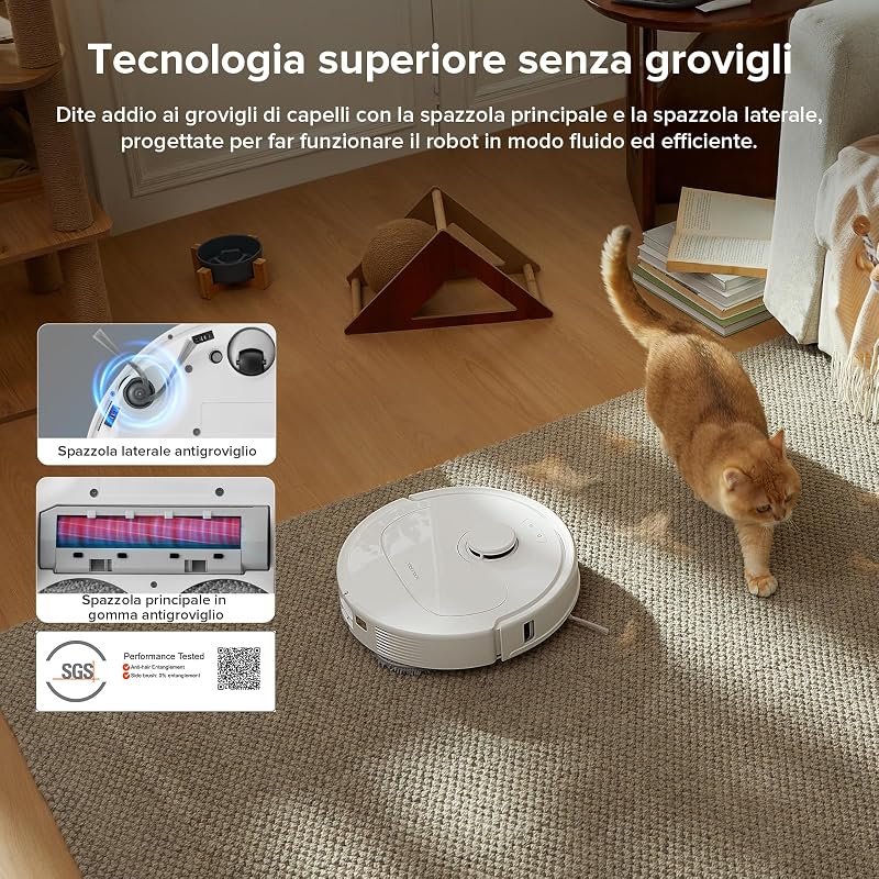 roborock QV 35A set Robot Vacuum Cleaner, sucção de 8000Pa, duas esfregonas rotativas de elevação, escovas anti-emaranhado, tecnologia reativa para evitar obstáculos, navegação e mapeamento, Branco