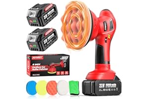 Avhrit Cordless Car Buffer Polisher, 2Pack 4000mAh 21V Batteries, 6IN Car Buffer Waxer Kit, Car Polishing Machine with 6 Vari