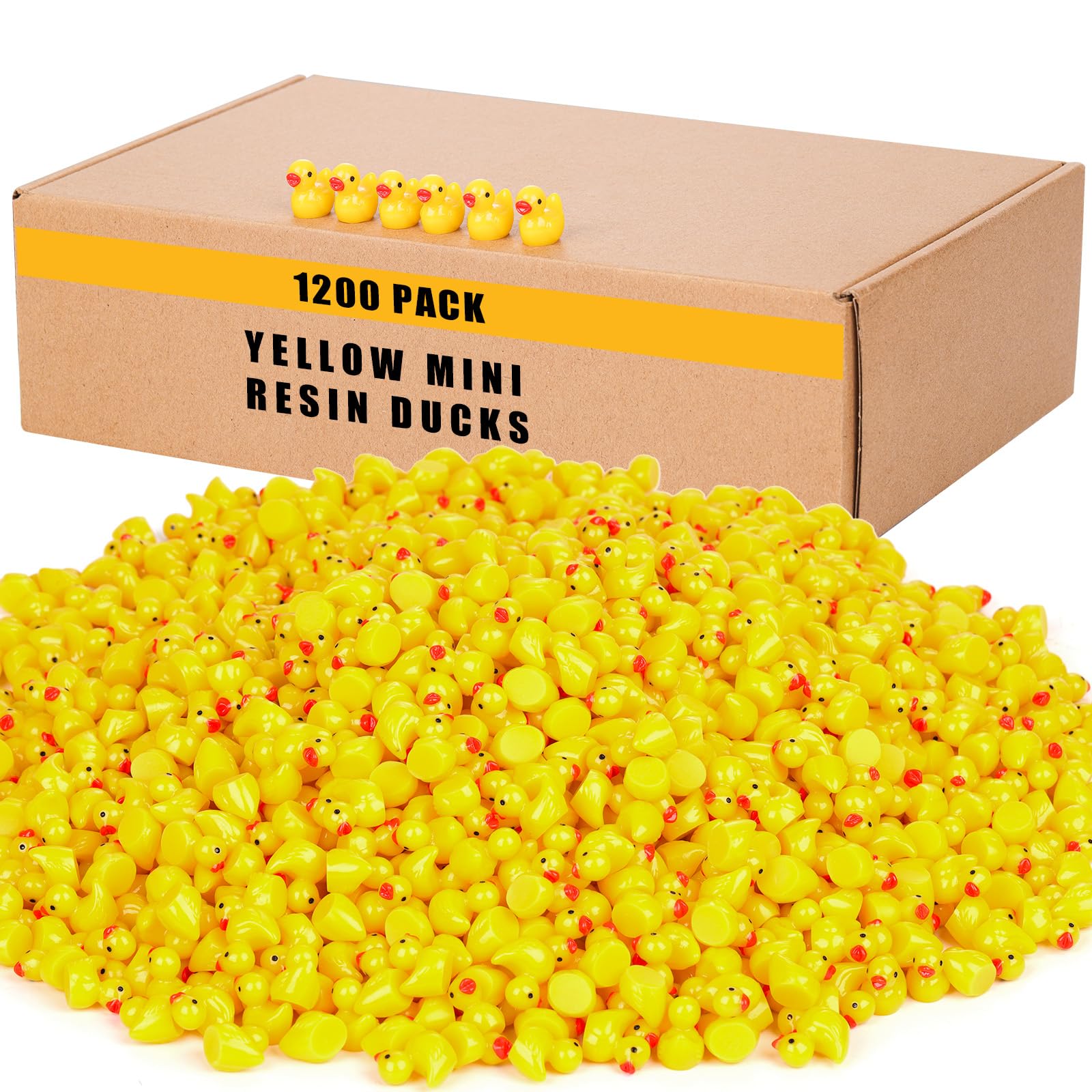 XIHIRCD 1200pcs Mini Yellow Ducks, Resin Tiny Ducks Miniature Ducks Yellow Duckies Figures Dollhouse Garden Accessories for Pranks Hide DIY Craft School Project Landscape Potted Plants Decoration