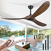 Haipeel 60" Wood Ceiling Fan no Light, 60 Inch Ceiling Fans without Lights with Remote Control, Indoor Outdoor Ceiling Fan no