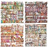 Miyouluna 60Pcs Bookshelf PET Stickers Set, Vintage Book Scenery Ephemera for Scrapbooking, Journaling, Bullet Journal, Waterproof DIY Craft Supplies