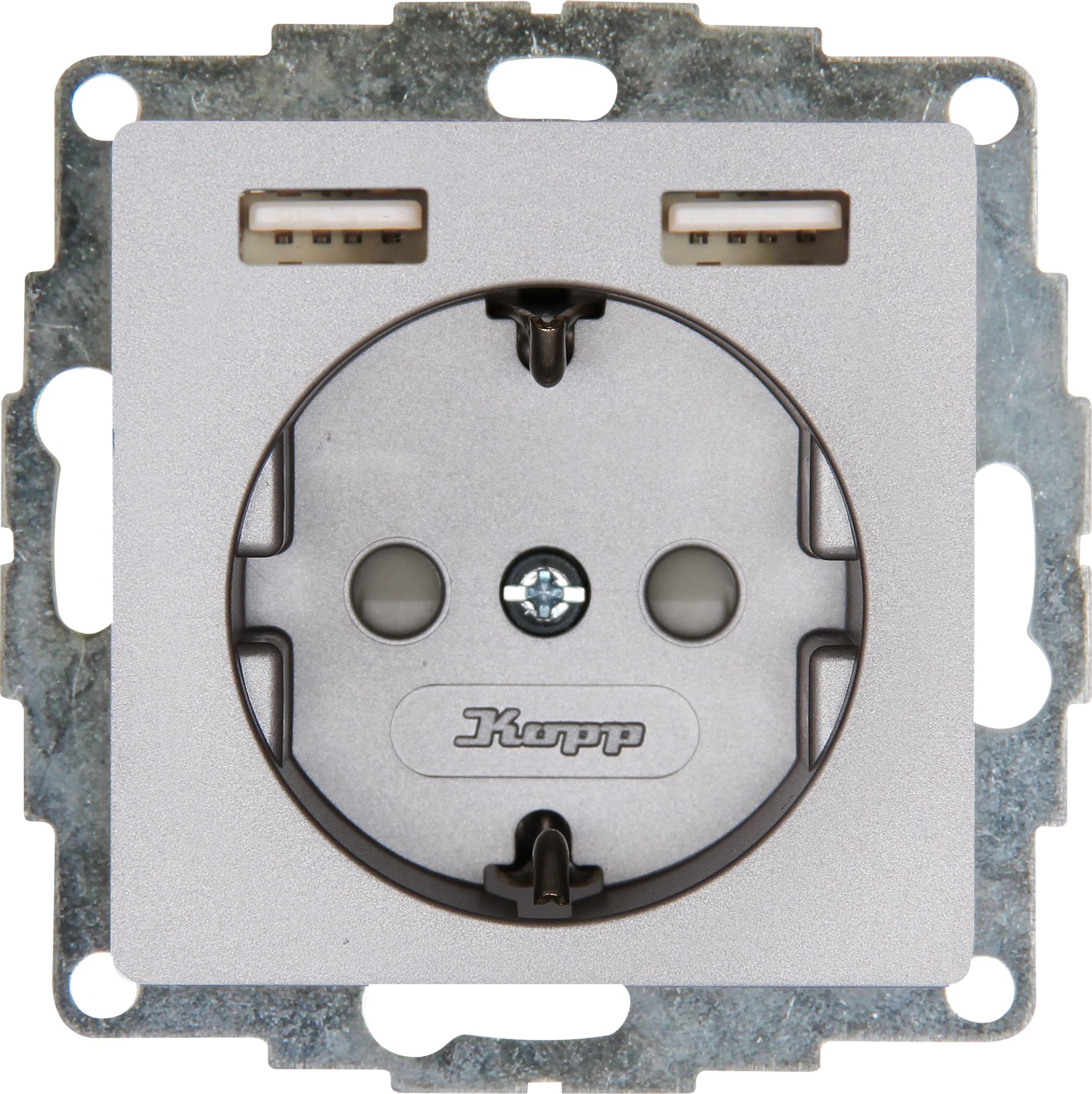 Kopp 296247006 Flush-Mounted Protective Contact Socket, Steel
