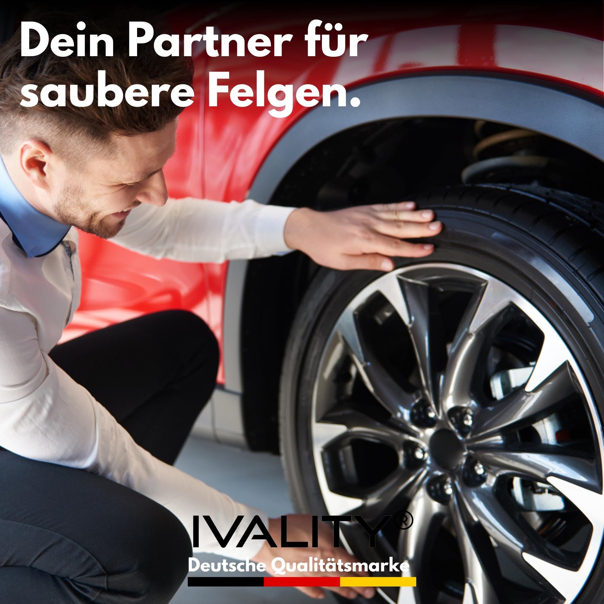 Ivality® Premium Felgenreiniger Set - Mit Wirkindikator & schonend - Felgen Reiniger Auto, Rim Cleaner, Alufelgen Reiniger, Wheel Cleaner, Alu Felgen Reinigung, Detailing Pinsel + 2 Mikrofasertücher 8