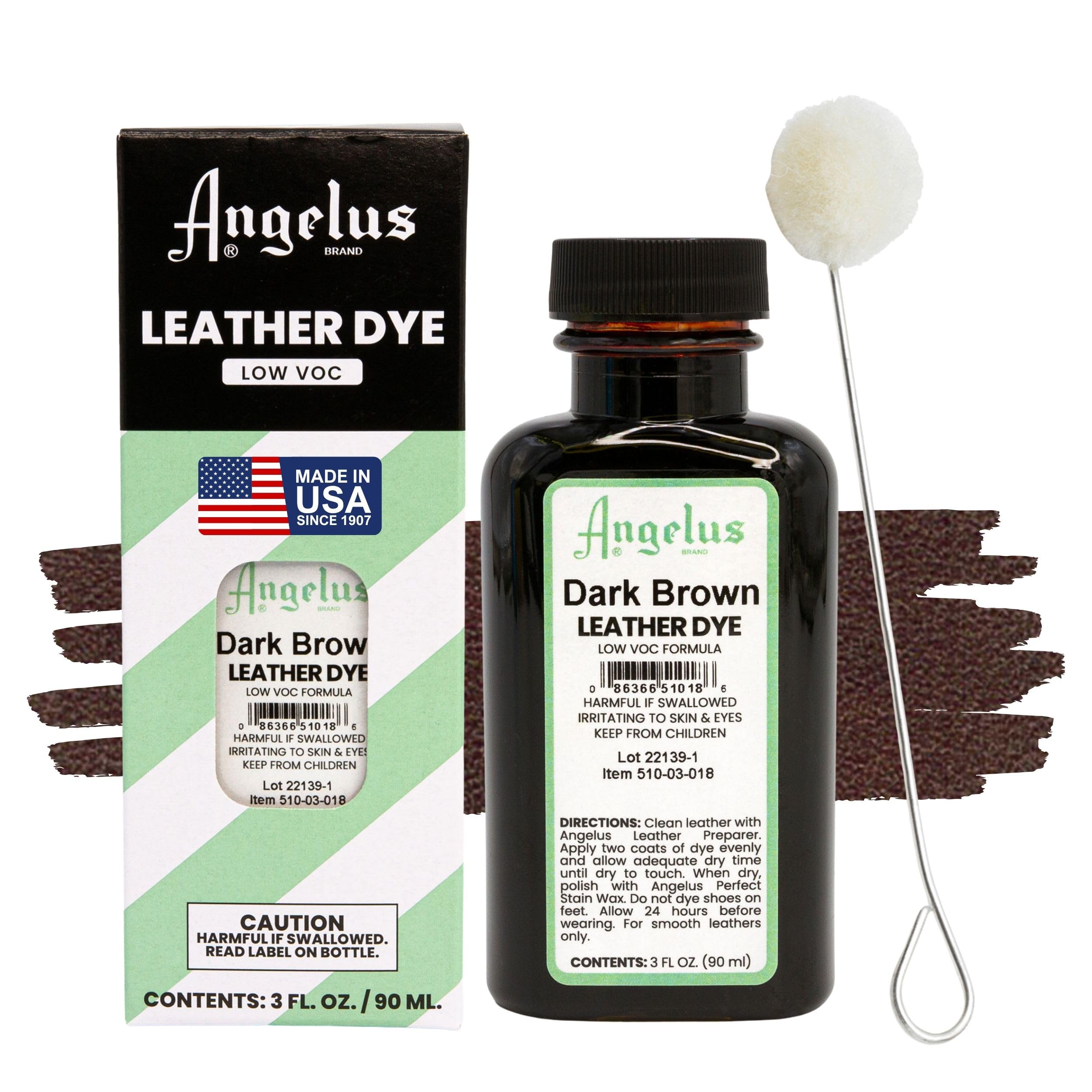 Angelus Leather Dye - Flexible Leather Dye for Shoes, Boots, Bags, Crafts, Furniture, & More 3oz (Dark Brown)