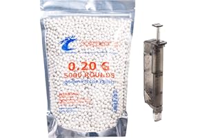 OCEAN LOONG Airsoft BBS 0.20g 5000 Rounds, Match Grade High Precision BB, Plastic 0.20 Gram 6mm BBS with Airsoft Speed Loader (100 Rounds Capacity) Quick Loader for Airsoft Magazine