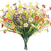 MACTING Artificial Spring Flowers for Outdoors 6 Bundles UV Resistant Fake Flowers No Fade Faux Plastic Plants for Planters Patio Garden Porch Yard Window Home Indoor Outside Decorations(Mix Color)