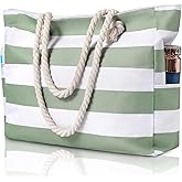 Clothirily Beach Bag for Women - Large Beach Tote Bag, Waterproof Sandproof Beach Bag with Zipper, Large Swim Pool Beach Tote