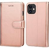 Bocasal for iPhone 11 Wallet Case with Card Holder PU Leather Kickstand Shockproof Protective Wrist Strap Flip Cover for iPhone 11 6.1 inch (Rose Gold)