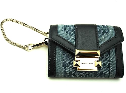 Michael Kors Whitney Petit Portefeuille En Cuir Et Jean Avec Chaine Jacquard Bleu Denim Multi Large Amazon Fr Bagages