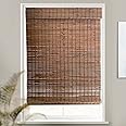 MOOD Custom Bamboo Shades | Rustic | Cordless Bamboo Roman Shades for Windows and Doors (Natural Woven) | Rustic Walnut (Grea