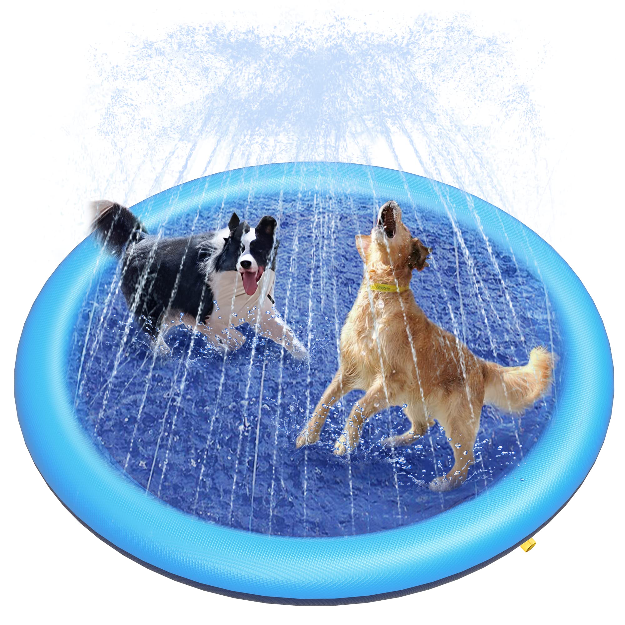 Photo 1 of Peteast Dog Splash Pad 59" Anti-Slip Dog Pools for Large Dogs 0.58 mm Thick Dog Sprinkler Water Toy