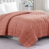 Casa Platino Blankets Queen Size, Down Alternative Quilted - Rose Dawn | Queen Blanket - Reversible Design, Lightweight &amp; Cozy, Ideal for a queen bed in a guest suite