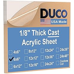 Duco Clear Acrylic Sheets 1/8" Thick 6" x 6"- Pack