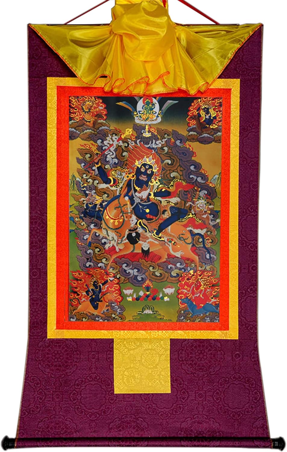 Paintings - Gandhanra Palden Lhamo(Glorious Goddess,Remati,Wisdom Protector), Tibetan Thangka Painting Art,Buddhist Thangka Brocade,Buddha Tapestry with Scroll