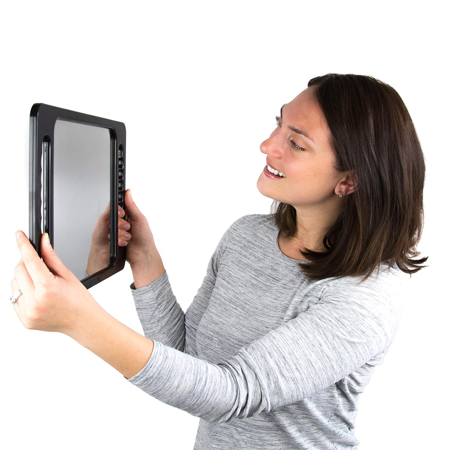 Large Hand Mirror with Double Handle - Rectangular Hand Held Mirror with Handle - Hair Salon Equipment Hairstylist and Barber Accessories (Black): Furniture & Decor