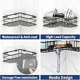 Menbyci Corner Shower Caddy 2 Pack Adhesive Stainless Steel 8 Hooks Black view 5