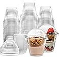 ELEGANT DISPOSABLES 9 oz Plastic Parfait Cups with 2 oz Inserts & Lids 50, Sets 9 OUNCE Yogurt Containers